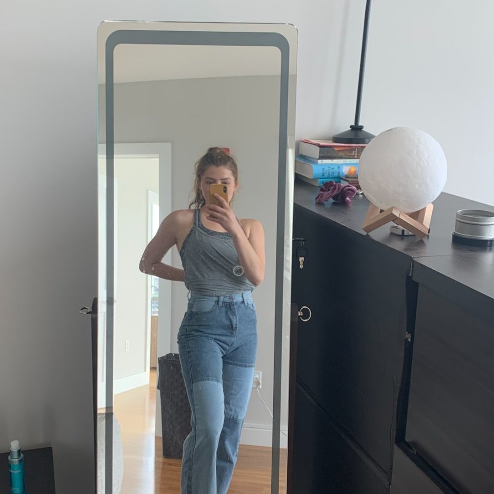 Blue patch work jeans